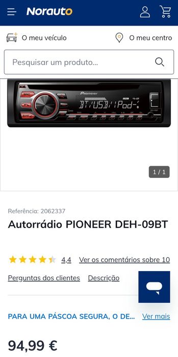 Autorrádio PIONEER DEH-09BT