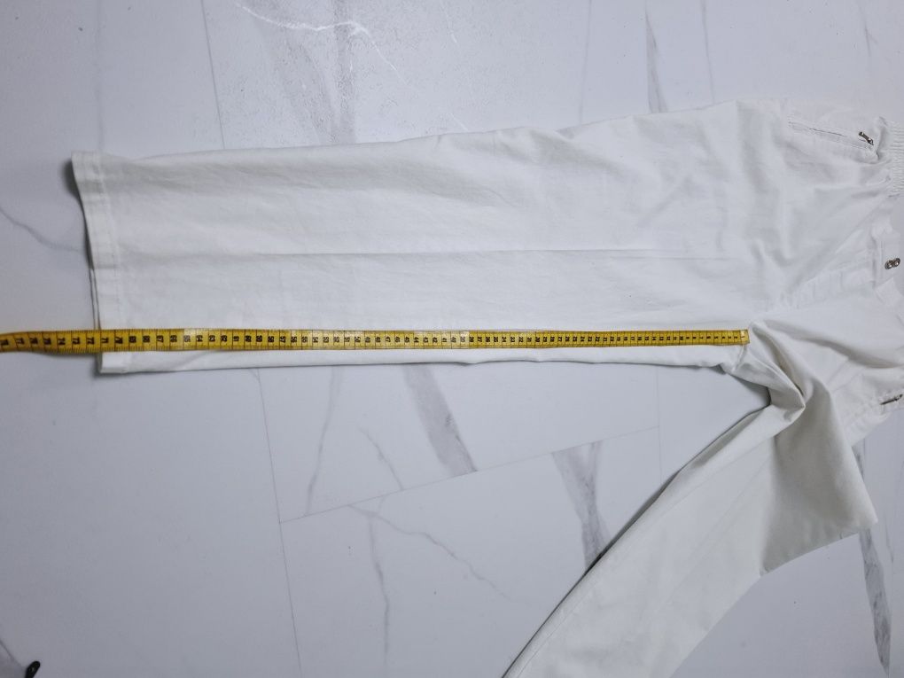 Spodnie XL damskie bawełniane białe letnie na gumce rurki proste