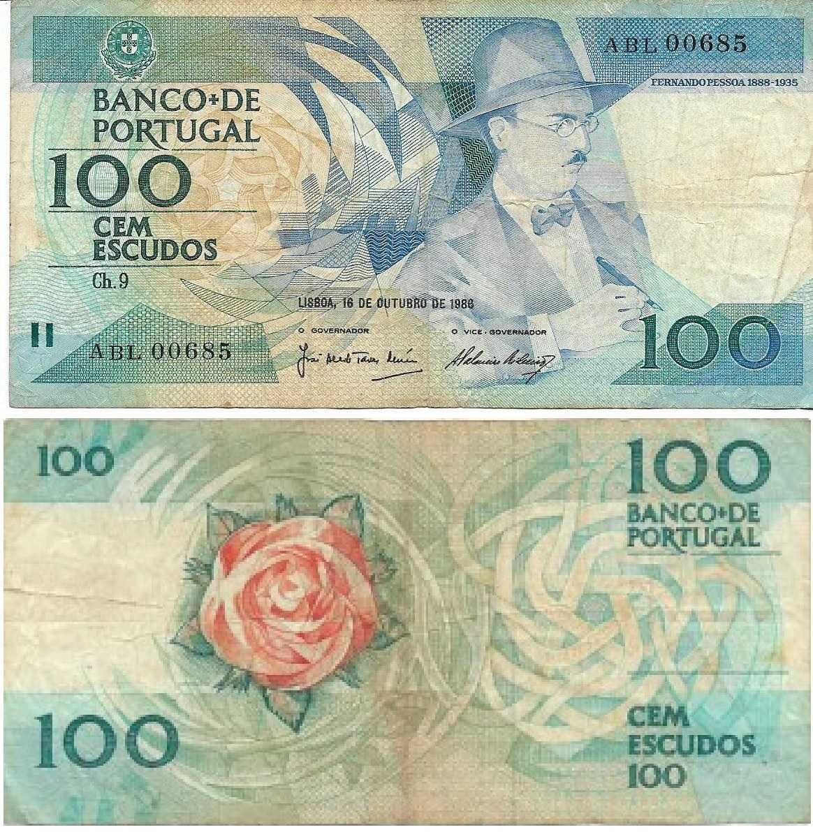 Portugal - - - 100$00 - Fernando Pessoa - - - - - Notas