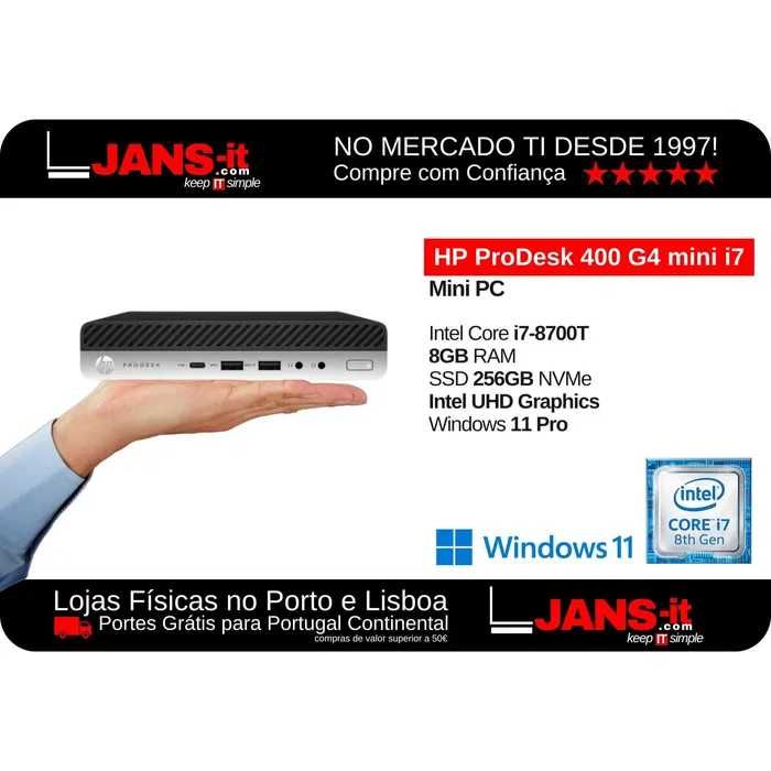 Mini PC HP ProDesk 400 G4 mini i7-8700T | 8GB | SSD 256GB | Win 11 Pro