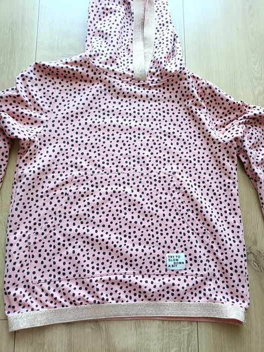 Coccodrillo bluza dziewczęca róż z kapturem złoto groszki rozm 158