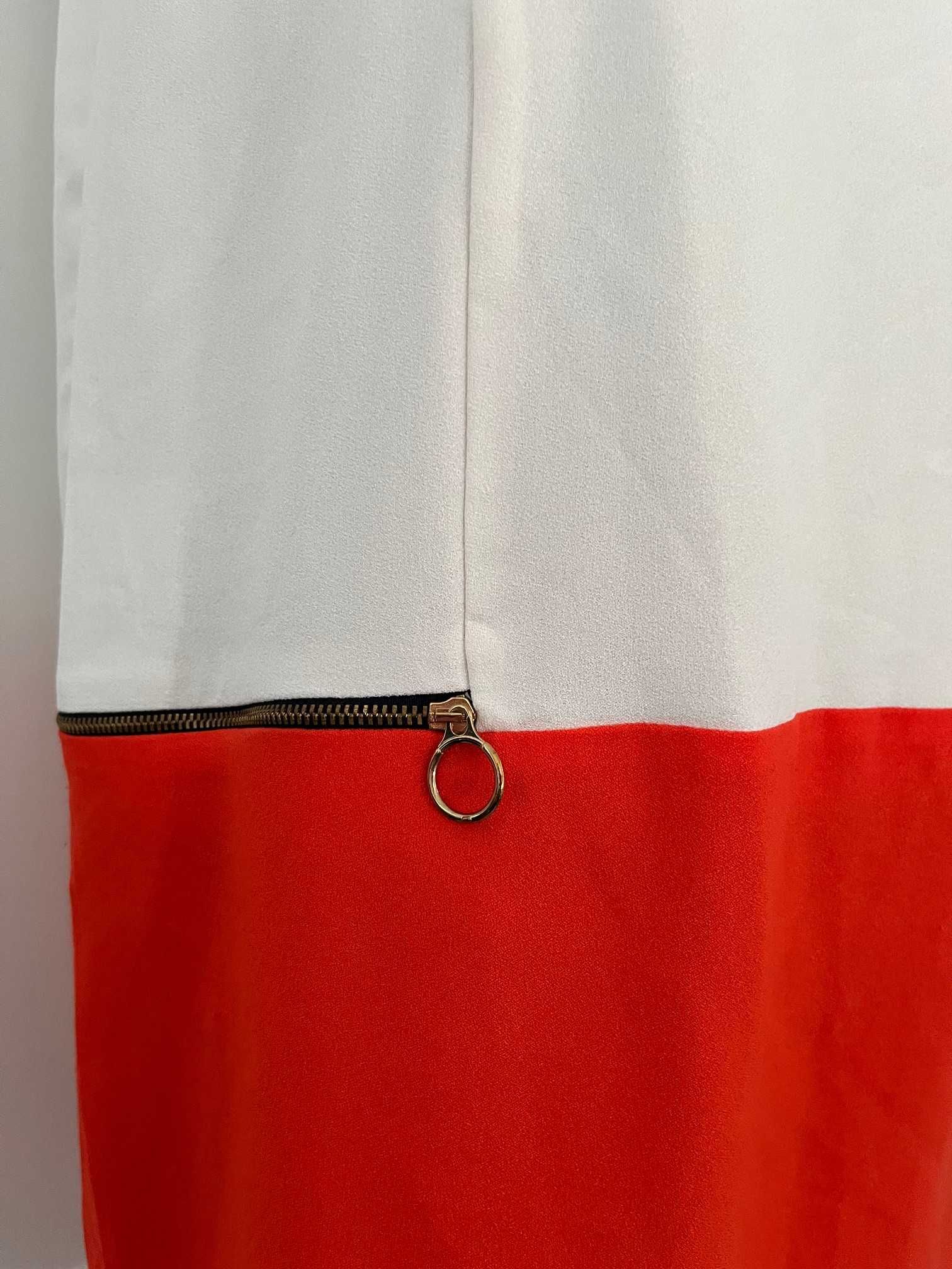 Sukienka Zara Basic biało czerwona rozmiar XL