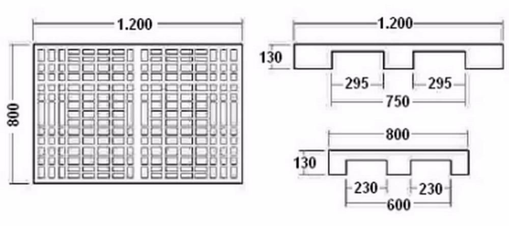 Euro-Palete de plástico em polietileno 1200 x 800 Carga 1.800 Kg