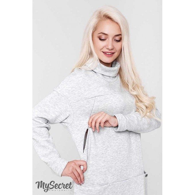 Платье оверсайз флис теплое для беременных кормящих MySecret M/L 46/48
