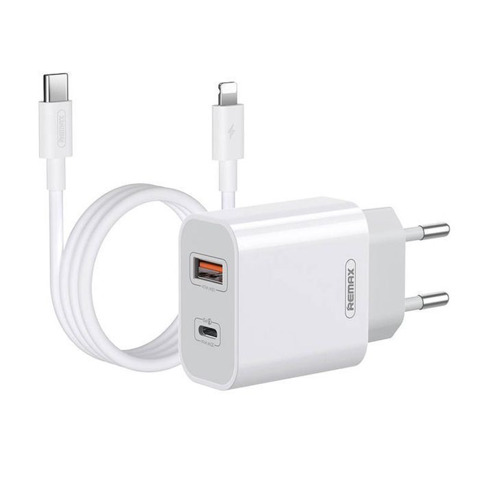 Ładowarka Sieciowa Remax, Rp-U68, Usb-C, Usb, 20W + Kabel Lightning