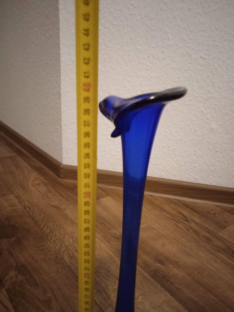 Wazon szklany niebieski szkło kobaltowe artystyczne