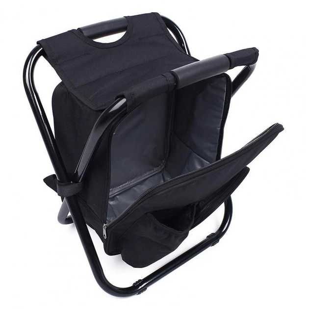 Стілець - рюкзак складаний 3 в 1 з термосумкою чорний