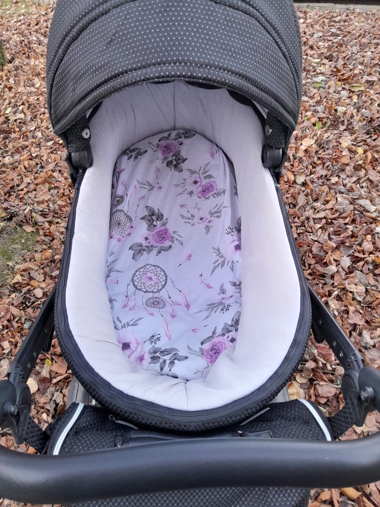 Wózek junama diamond 3w1 z bazą isofix  gondola spacerówka i nosidełko