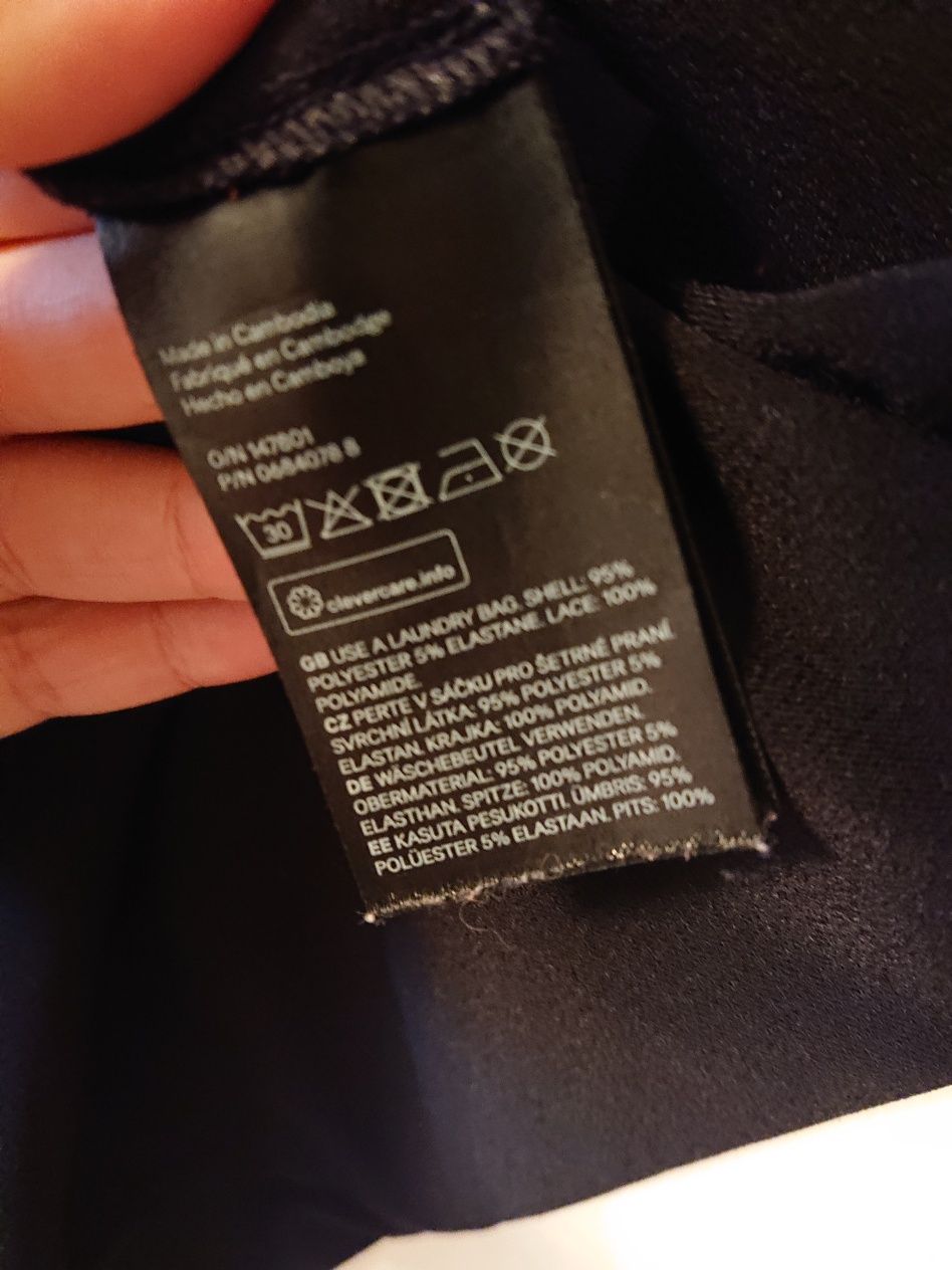 Czarna bluzka ciążowa z koronką na plecach H&M mama, rozmiar S