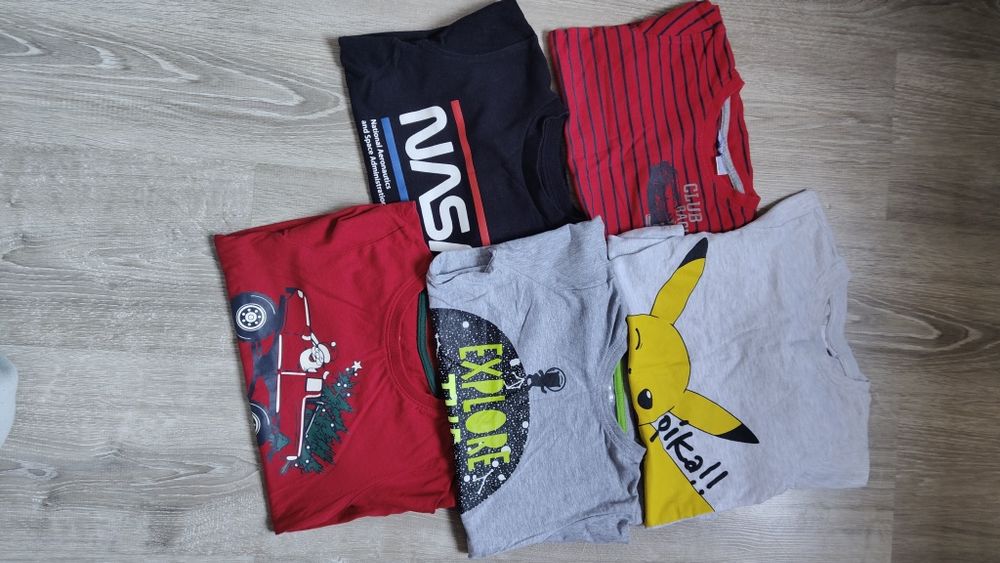 Pięć sztuk koszulki z długim rękawem rozmiar 98/104