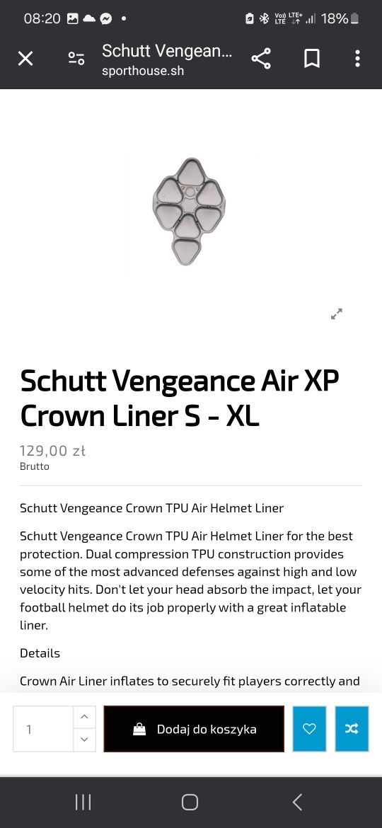 Schutt Vengeance Air XP Crown Liner S - XL