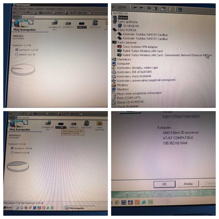 Toshiba Satellite 2180CDT [AMD K6, 196MB, 40GB W98] + EW-7108PCg