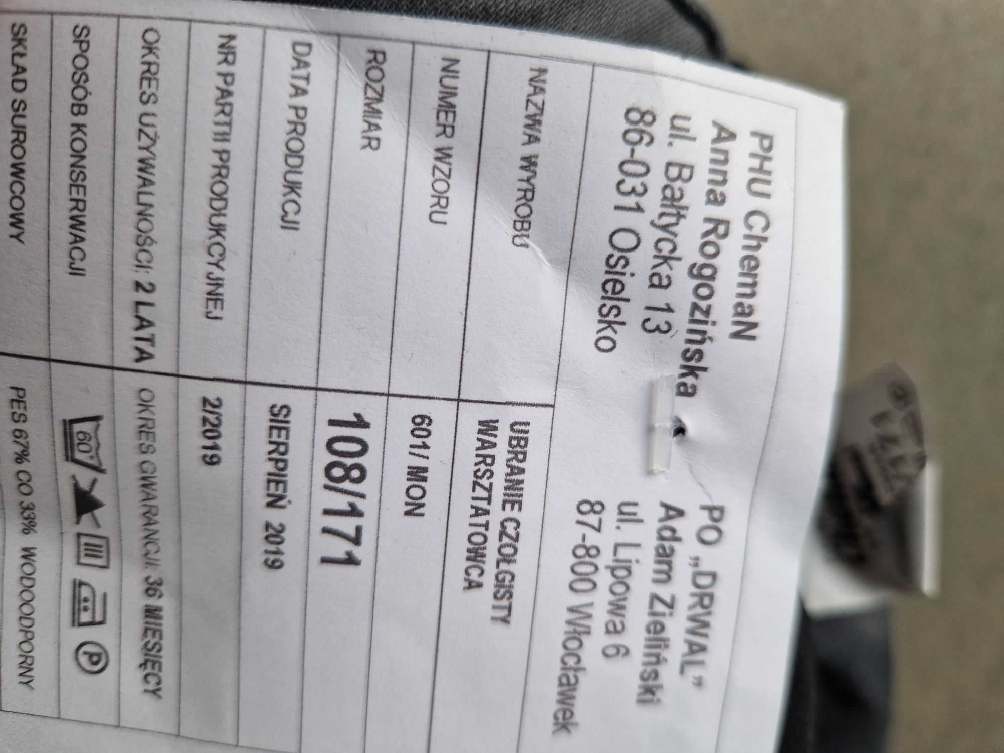 Ubranie letnie czołgisty warsztatowca