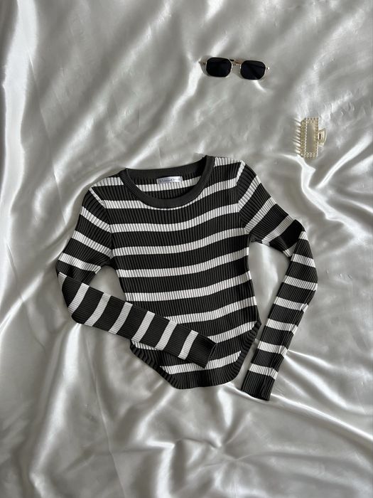 асиметрична кофта лонг в рубчик