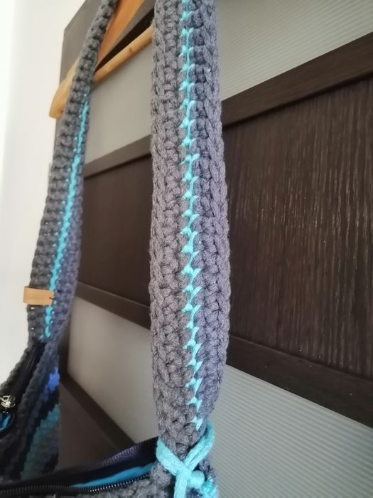 Torebka ze sznurka, szydełko, ręcznie robiona