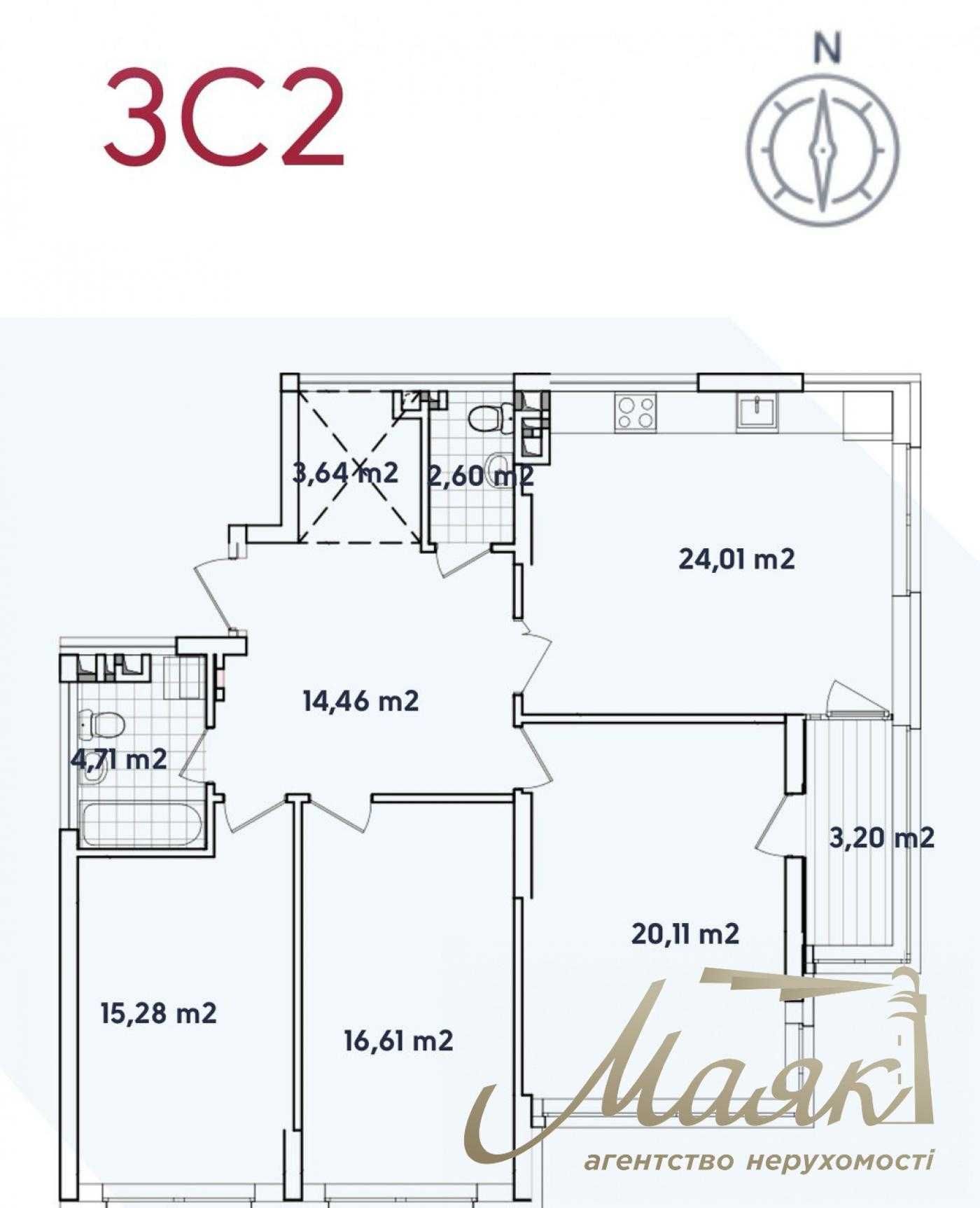 Продажа 3-к 103 кв.м в ЖК Варшавский 2. Академика Грекова 4