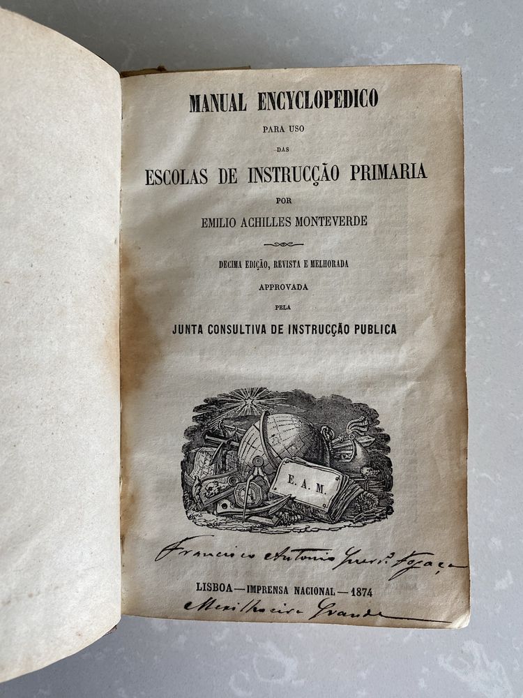 Livro Antigo - Manual Enciclopédico Uso na Instrução Primária - 1874