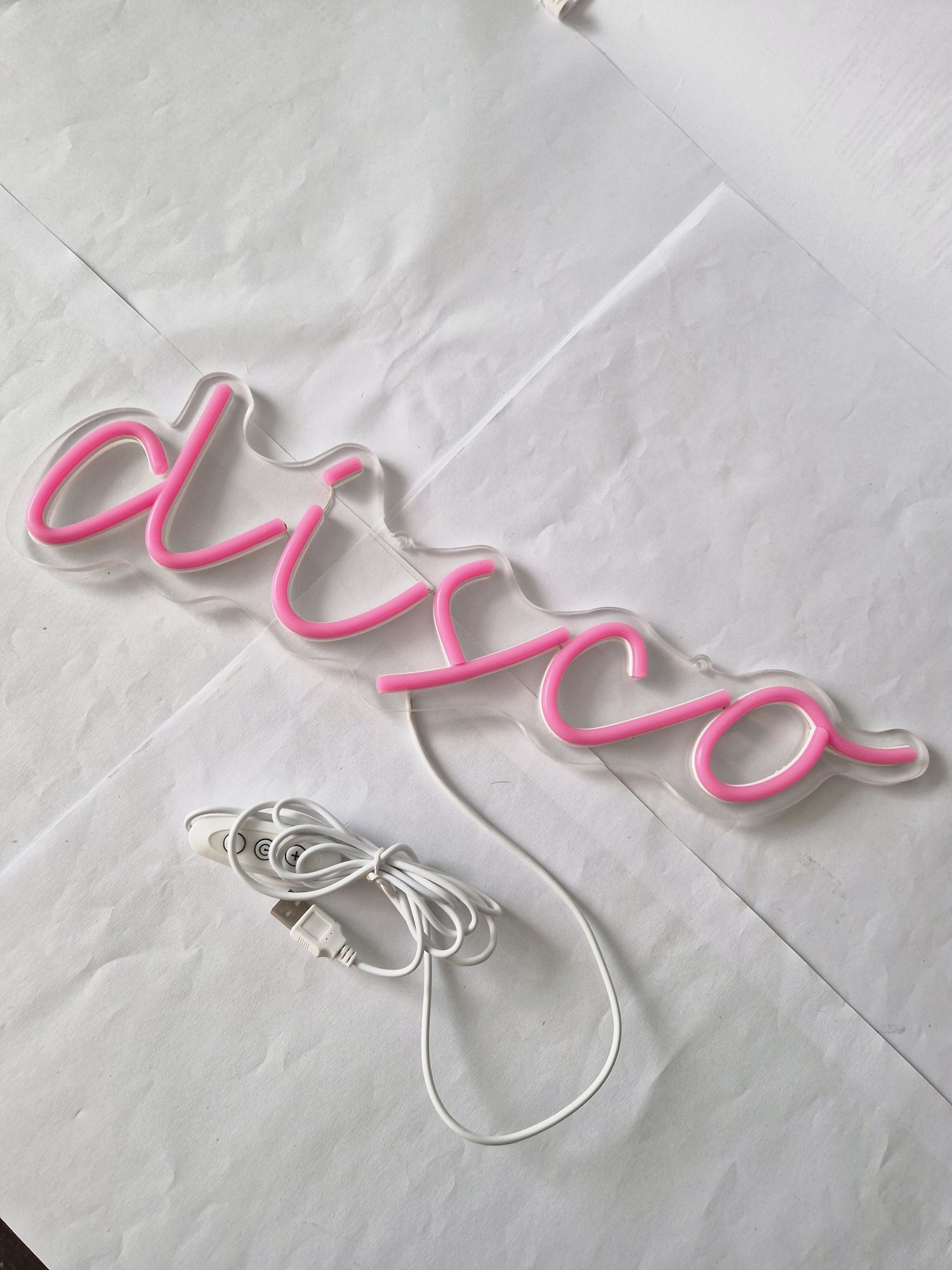 Różowy neonowa napis disco, lampka, nowa
