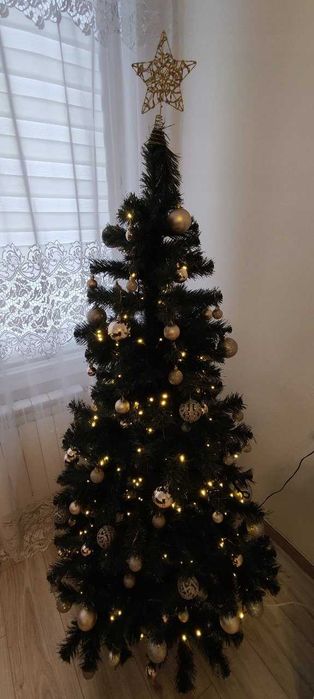 NOWY Choinka Sztuczna Jodła Zielona Gęsta 180/220cm + Stojak Gratis