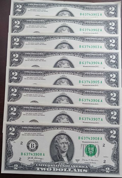 8 x 2 $ T. Jefferson men New Jork 2017 r seria "A"-po kolei mennicze
