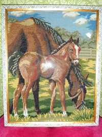 Картина Коні вишиті хрестиком 20 на 25 см