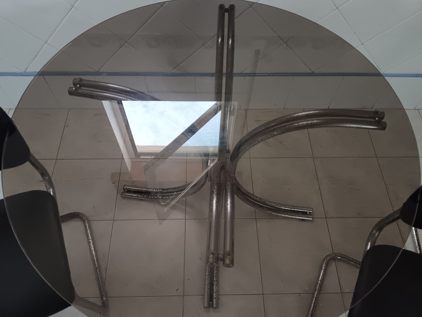 Conjunto mesa de vidro