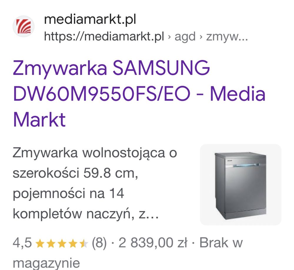 Zmywarka wolnostojąca Samsung WaterWall DW60M9550FS DOWÓZ