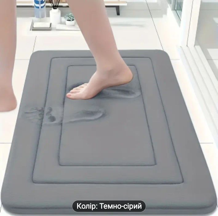 Килимок у ванну туалет м'який темно сірий 60×40