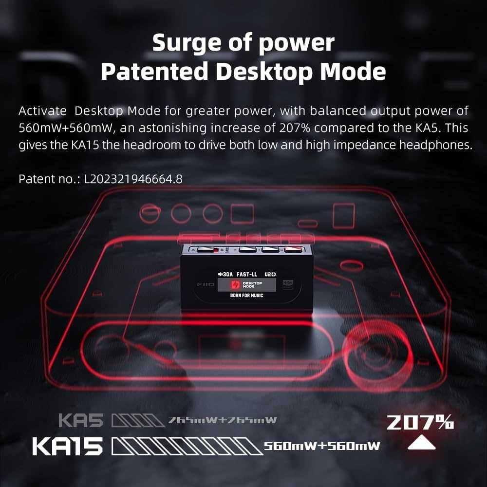 FiiO KA15 (Black) - ЦАП, DAC, усилитель на 2-х CS43198, 560mW, DSD256