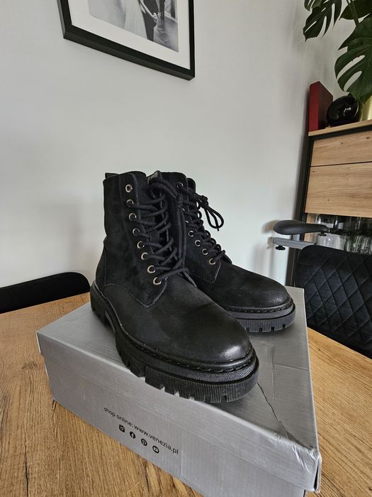 Skórzane botki oficerki sztyblety Venezia