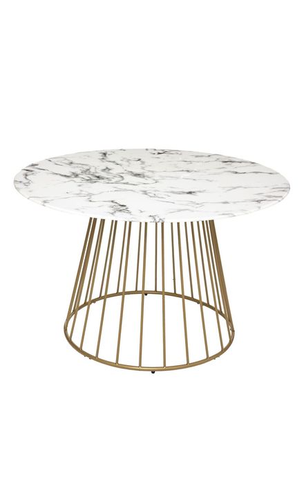 Mesa jantar redonda com tampo efeito mármore