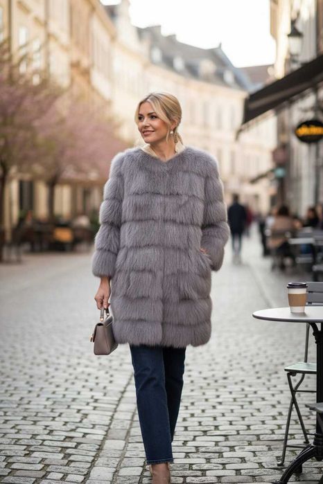 Шуба із хутра блакитної лисиці Simonetta Ravizza Оригінал