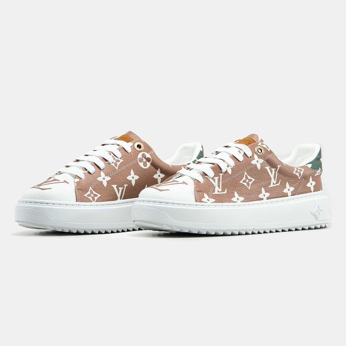 Женские кожаные кроссовки Louis Vuitton Trainer Time Out Monogram LV