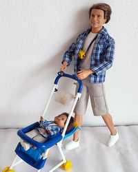 Ken e filho com carrinho