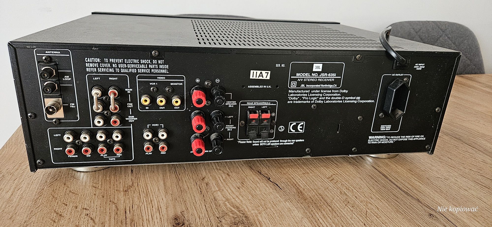 Amplituner JBL JSR-635i. 2 x 80 Wat wzmacniacz