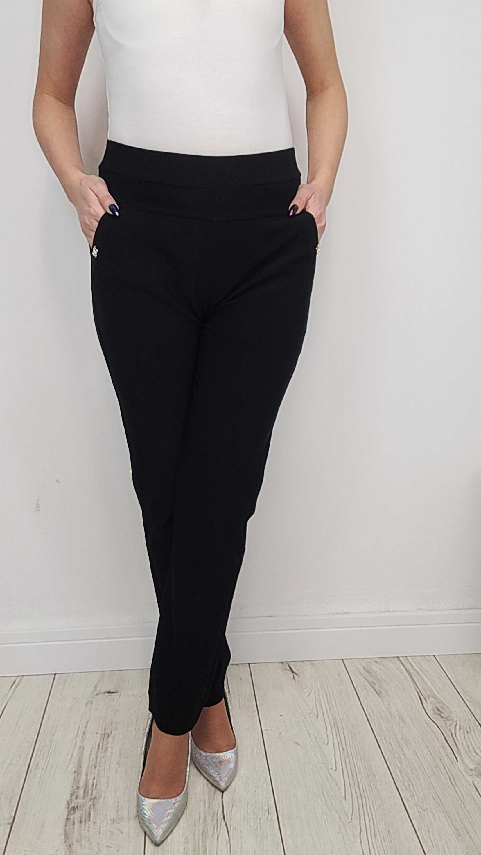 NOWE L - 6XL Eleganckie spodnie damskie gładkie CZARNE Tu 2/3XL CZARNY