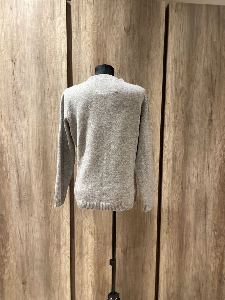 Szary wełniany sweter Montego Lange xx L