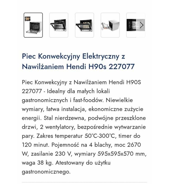 Sprzedam piec konwekcyjny elektryczny z nawilżaniem