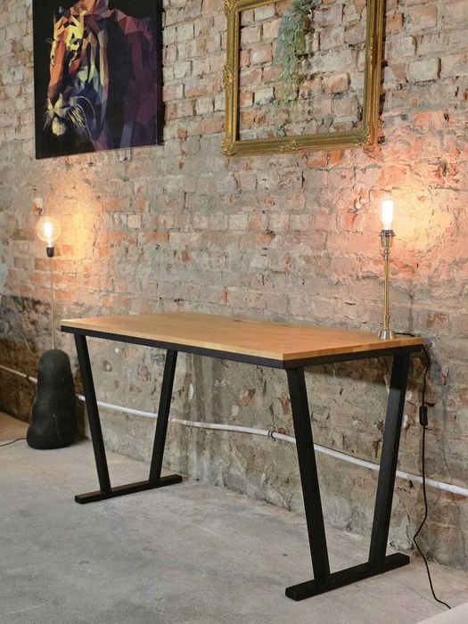 Biurko LOFT 130x60 naturalny dąb, metalowy stelaż | Transport GRATIS