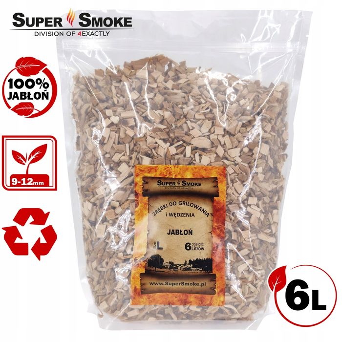 Zrębki Wędzarnicze Super Smoke JABŁOŃ KL-10 (9-12mm) Large 6L Doypack
