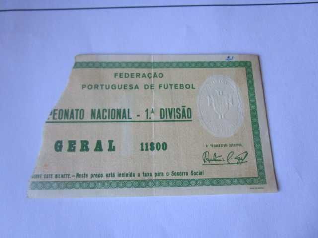 Campeonato Nacional bilhete jogo Caldas Farense ano 1956