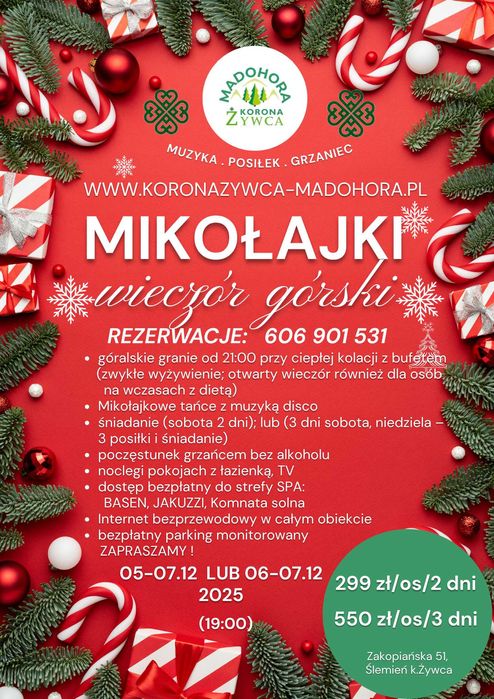 MIKOŁAJKI od 299zł - Wieczór GÓRALSKI i Disco Mikołajkowe !