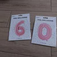 Foliowe balony różowe 6 i 0 oraz złoty toper 60