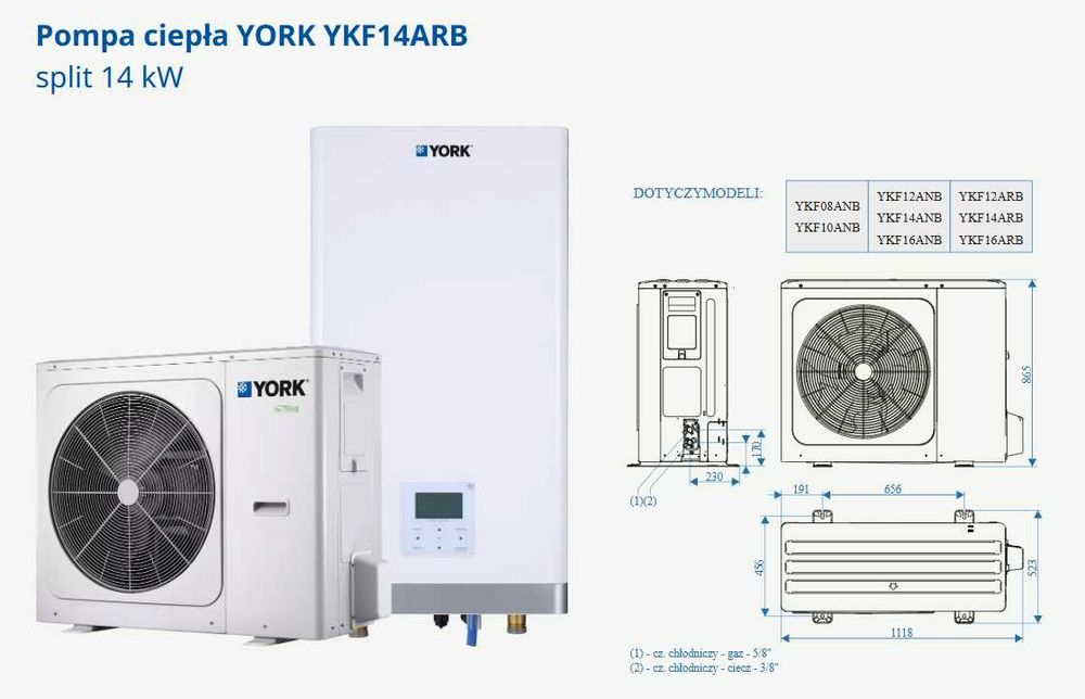 Pompa ciepła York YKF14ARB + YKF160ANBE9