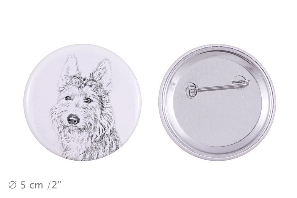 Owczarek pikardyjski przypinka z psem duża Art-Dog