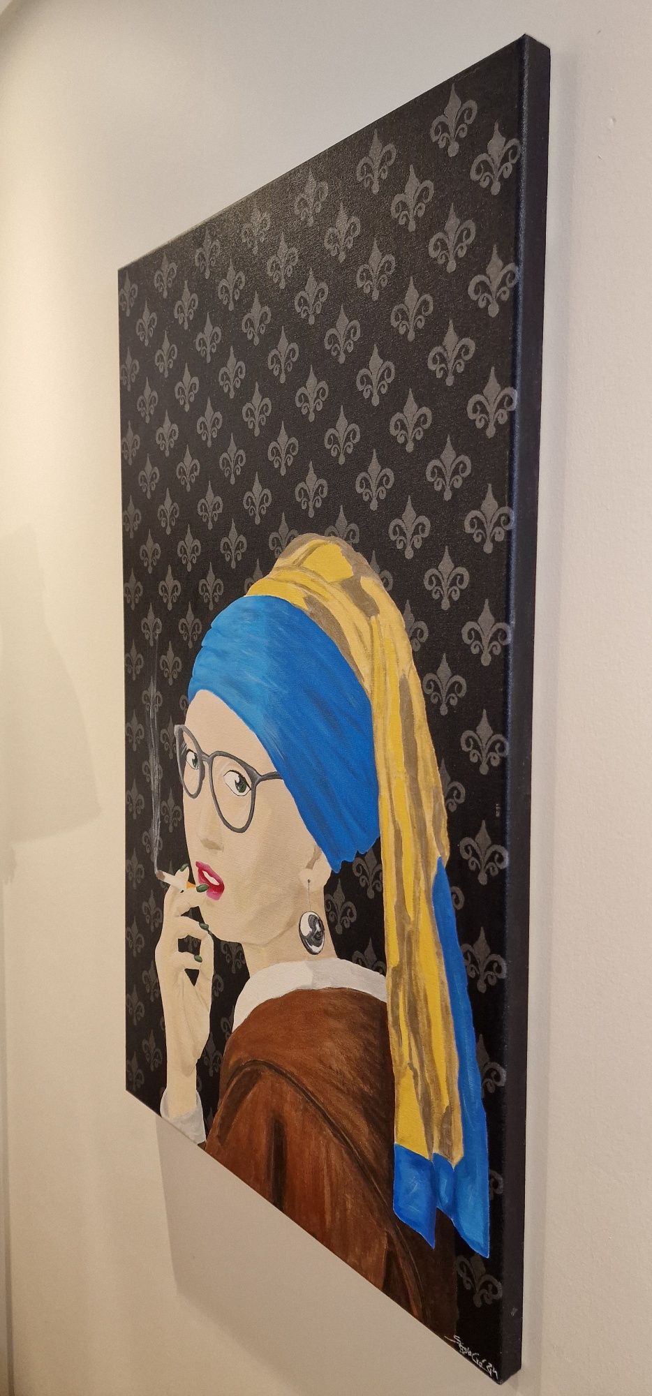 Pintura Pop Art original Única em tela Moça do Brinco de pérola