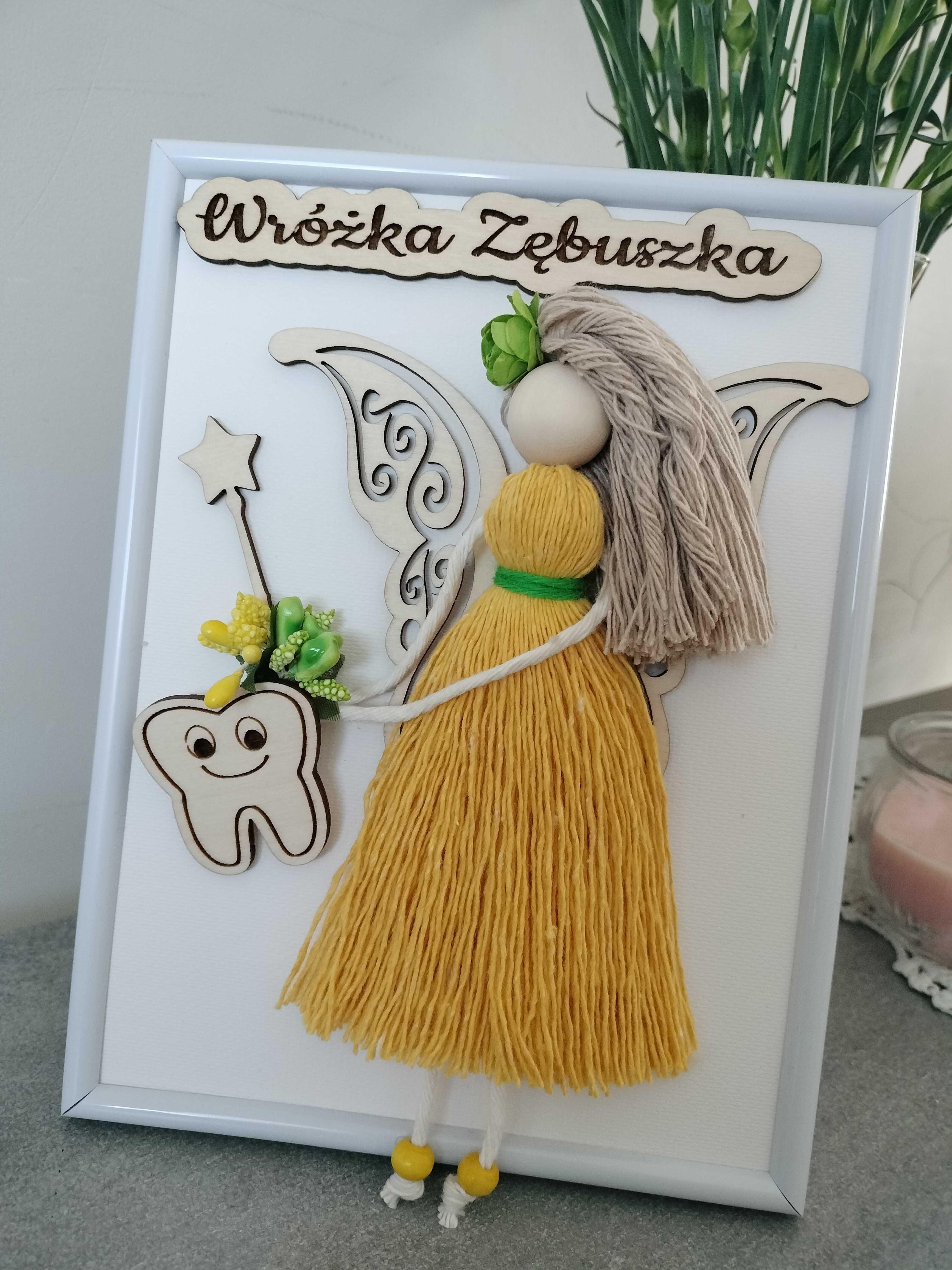 Wróżka Zębuszka makrama PREZENT Roczek ramka wyprzedaż