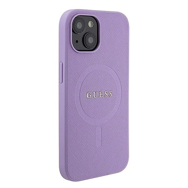 Etui Guess Saffiano MagSafe do iPhone 15 Plus - fioletowe