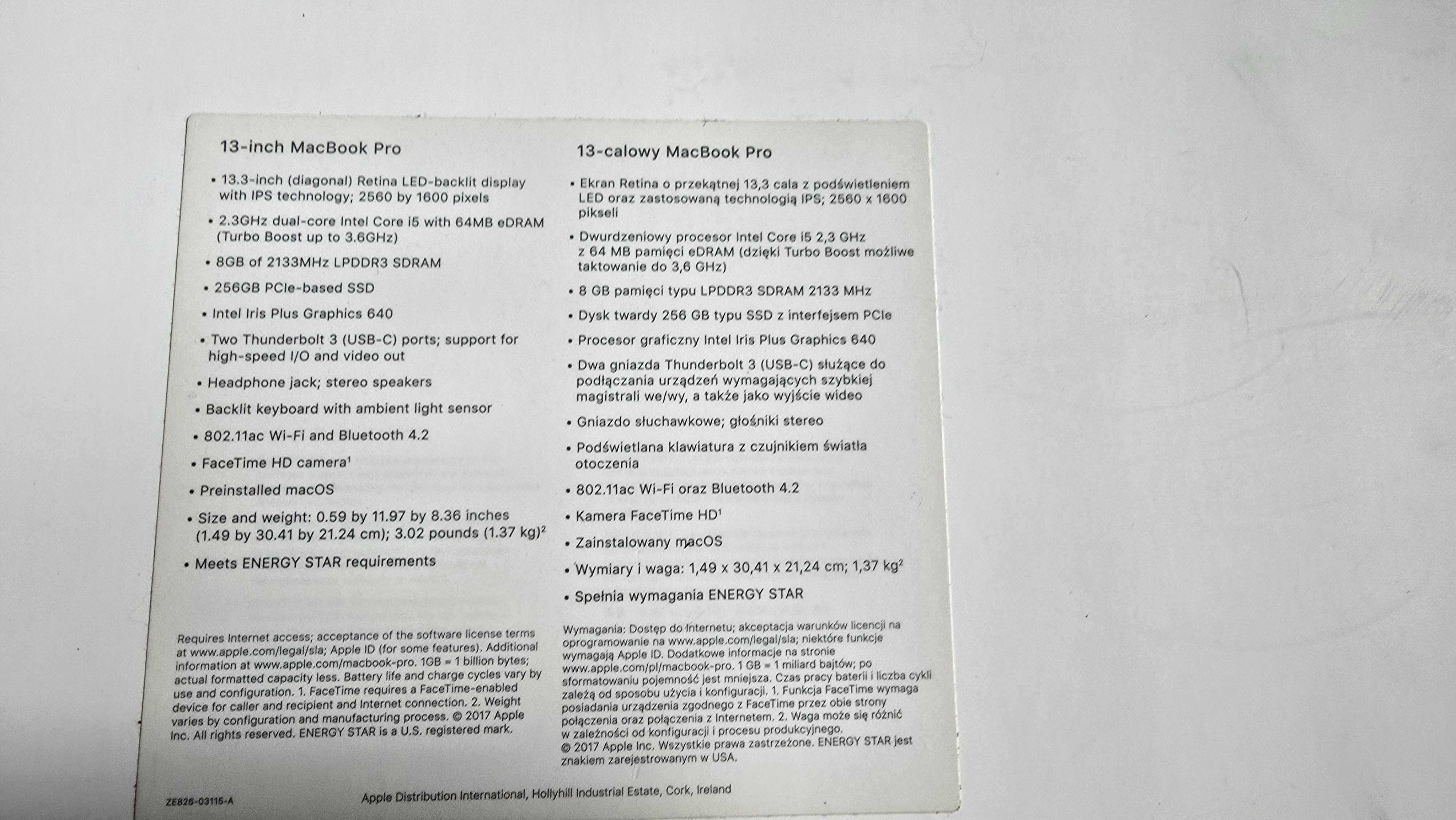 MacBook Pro 8GB 256GB Space Gray A1708 MPXT2ZE/A