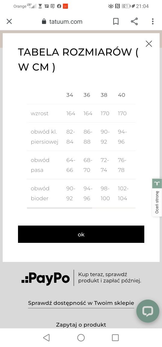 Płaszcz Tatuum roz 40 nowy